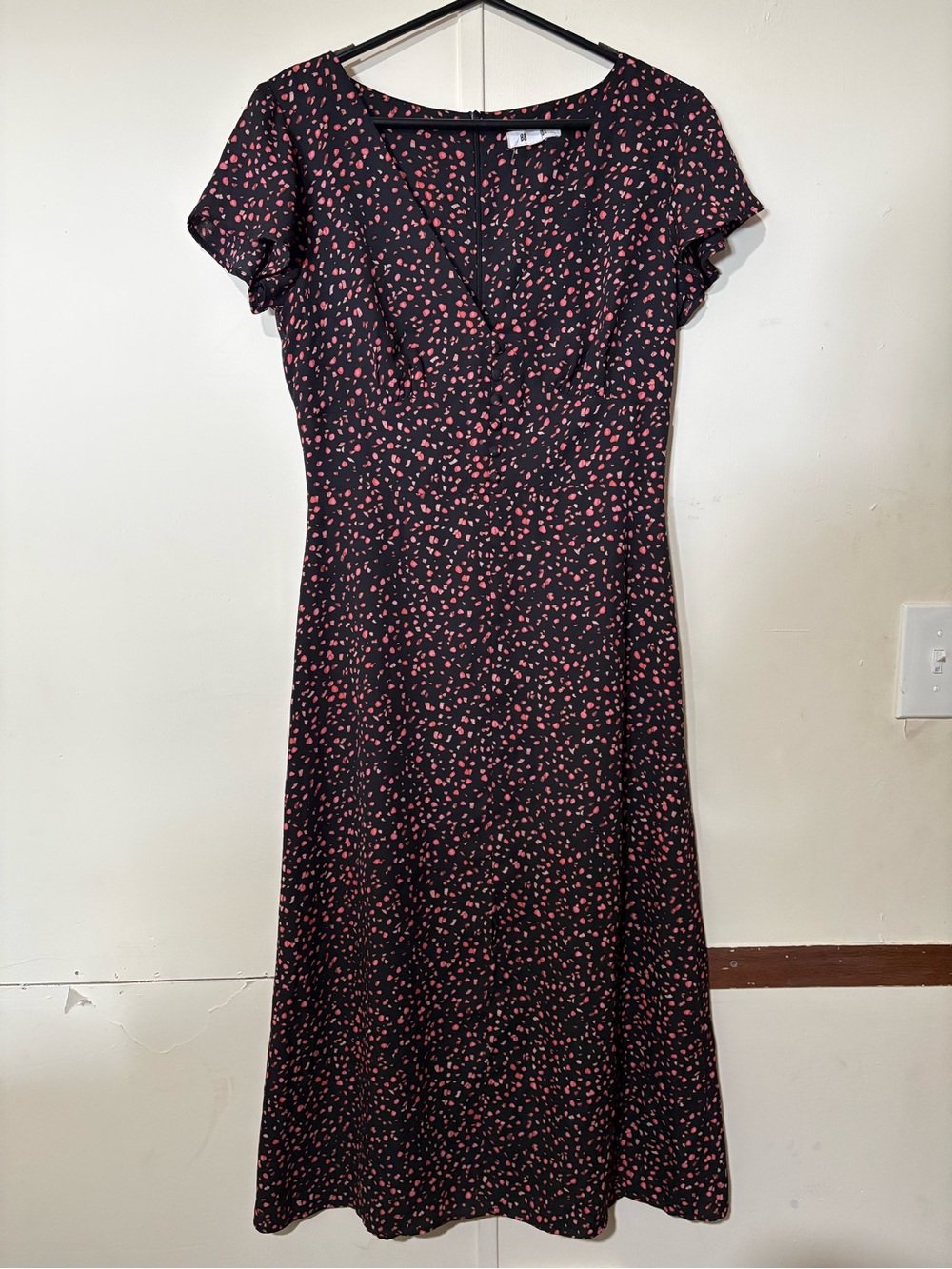 BB Dakota Black Maxi Dress with Pink Print